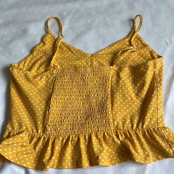 Yellow Babydoll Tank Top with Polka Dots - Picture 4 of 5